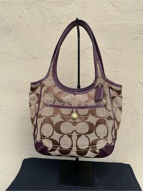 🔮Coach Ergo Signature Canvas Tote with Purple Trim 11292 🔮